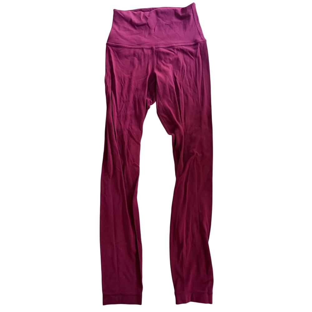 Lululemon Womens Burgundy High Rise Leggings Wine Yoga Pants Sz 0 Full Length